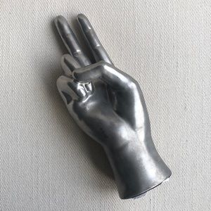 PEUTER TONED CERAMIC "PEACE" FIGURINE